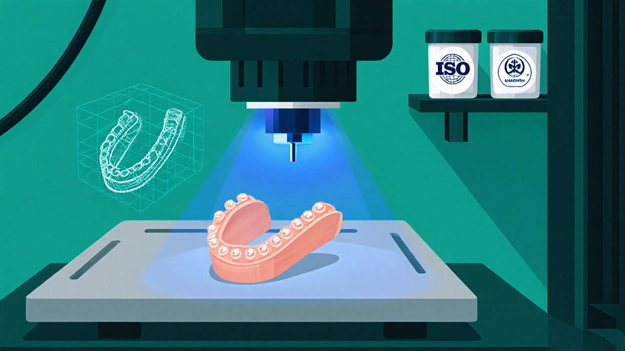 Close‑up of a 3D‑printed custom orthopedic brace being built.