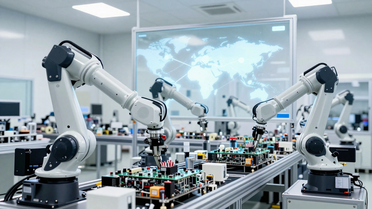 Modern electronics factory assembly line for global export