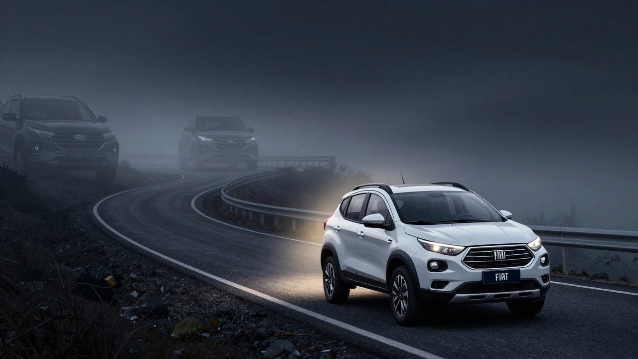 Fiat Avventura on a difficult road, symbolizing market struggle