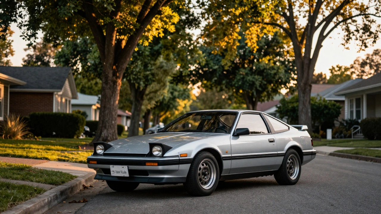 Classic Toyota Supra parked on sunny suburban street