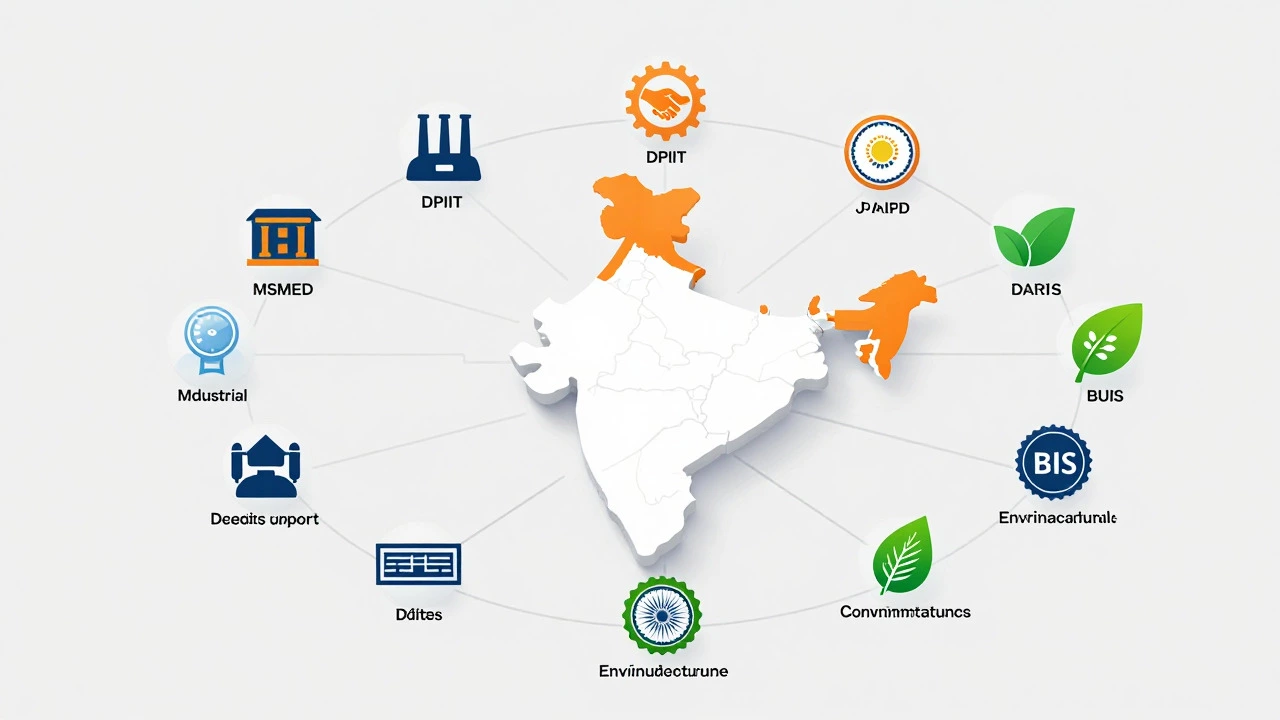 Isometric diagram of India's manufacturing governance network