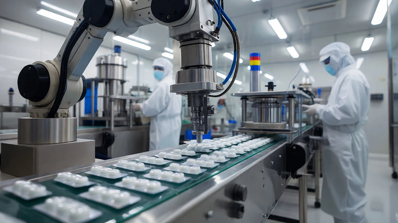 Automated tablet packaging line in a sterile GMP facility